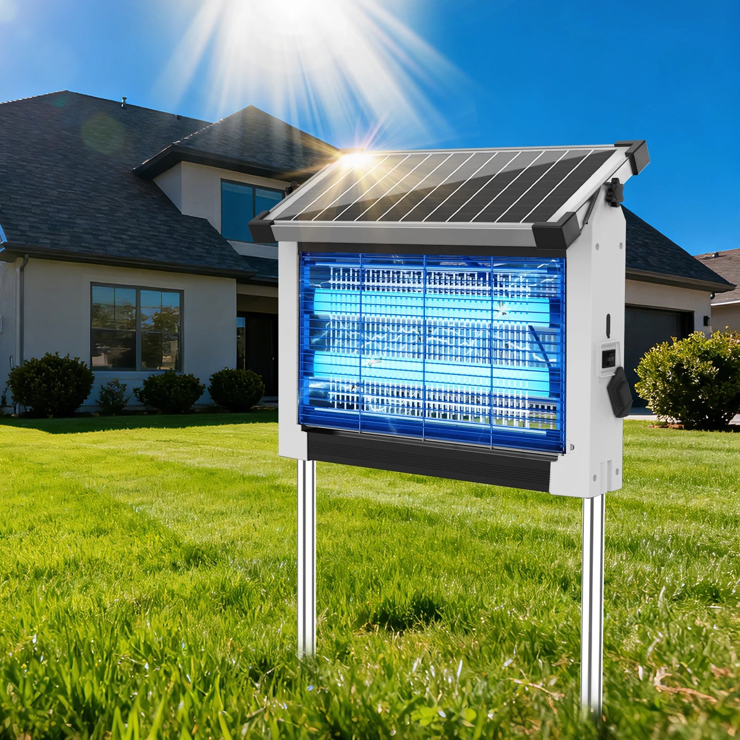Solar Outdoor Insect Zapper With 4500V Protection And Weatherproof Housing