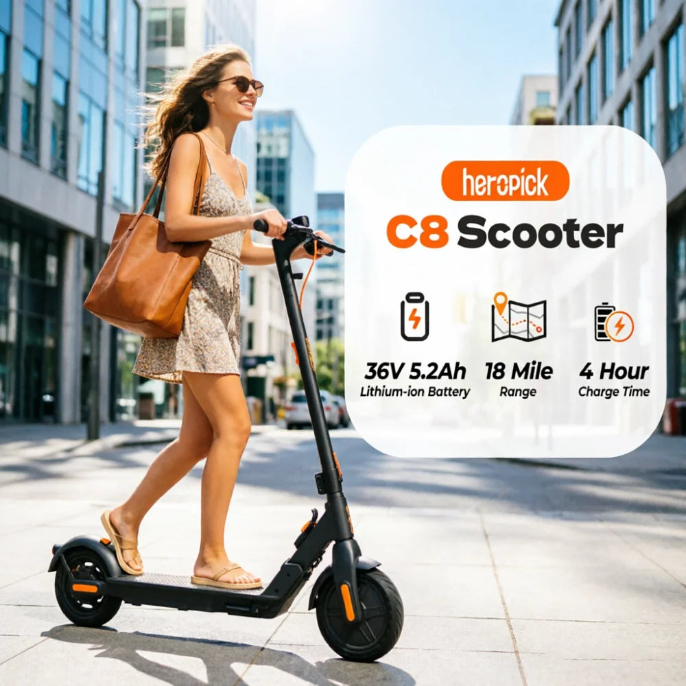 HeroPick C8 Adult Electric Scooter 350W Foldable 19 MPH Long Range US Stock