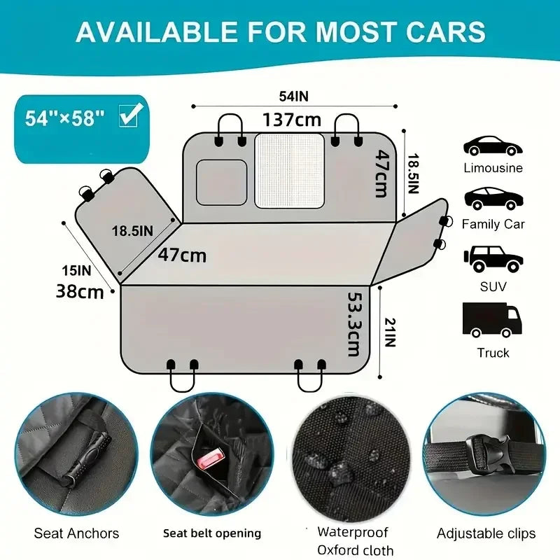Waterproof Dog Car Seat Cover Hammock Nonslip Scratch Proof Durable