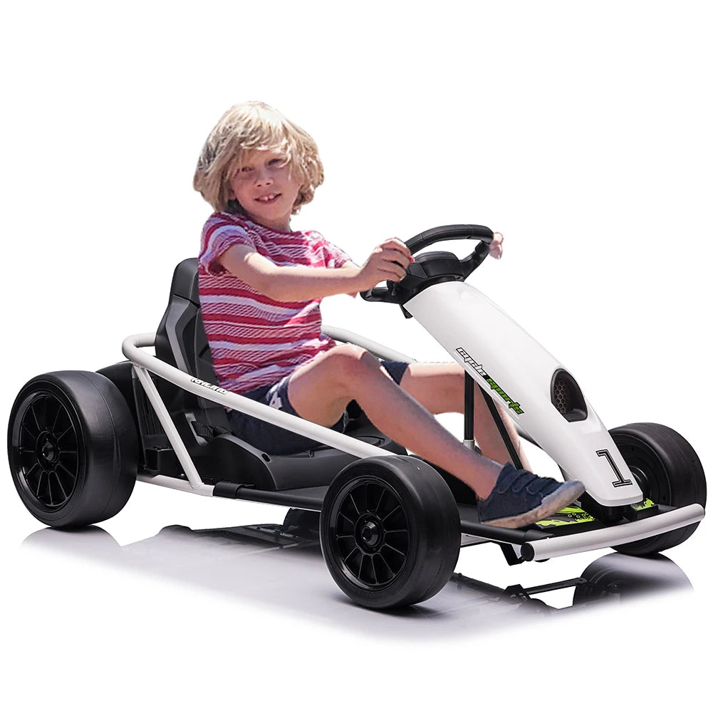 24V Electric Go Kart for Kids With Dual 300W Motors and Music