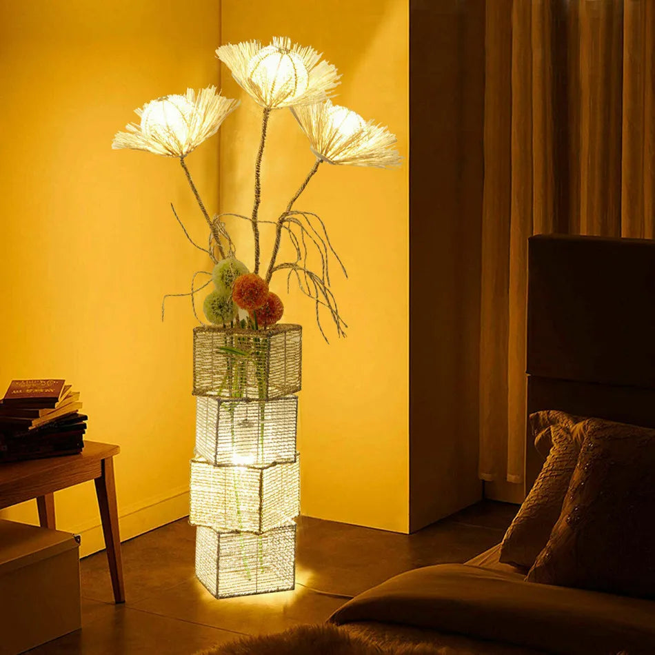 LUVODI Modern Decorative Floor Lamp With Rattan Tree Lantern