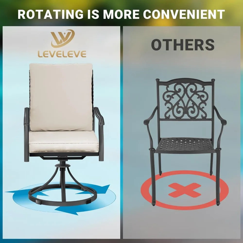 5-Piece Outdoor Patio Dining Set With Swivel Chairs