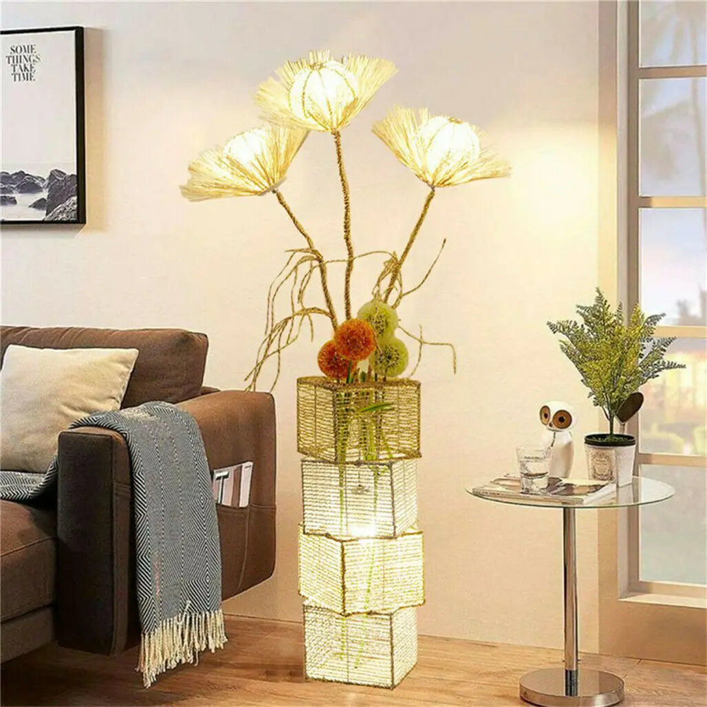 LUVODI Modern Decorative Floor Lamp With Rattan Tree Lantern
