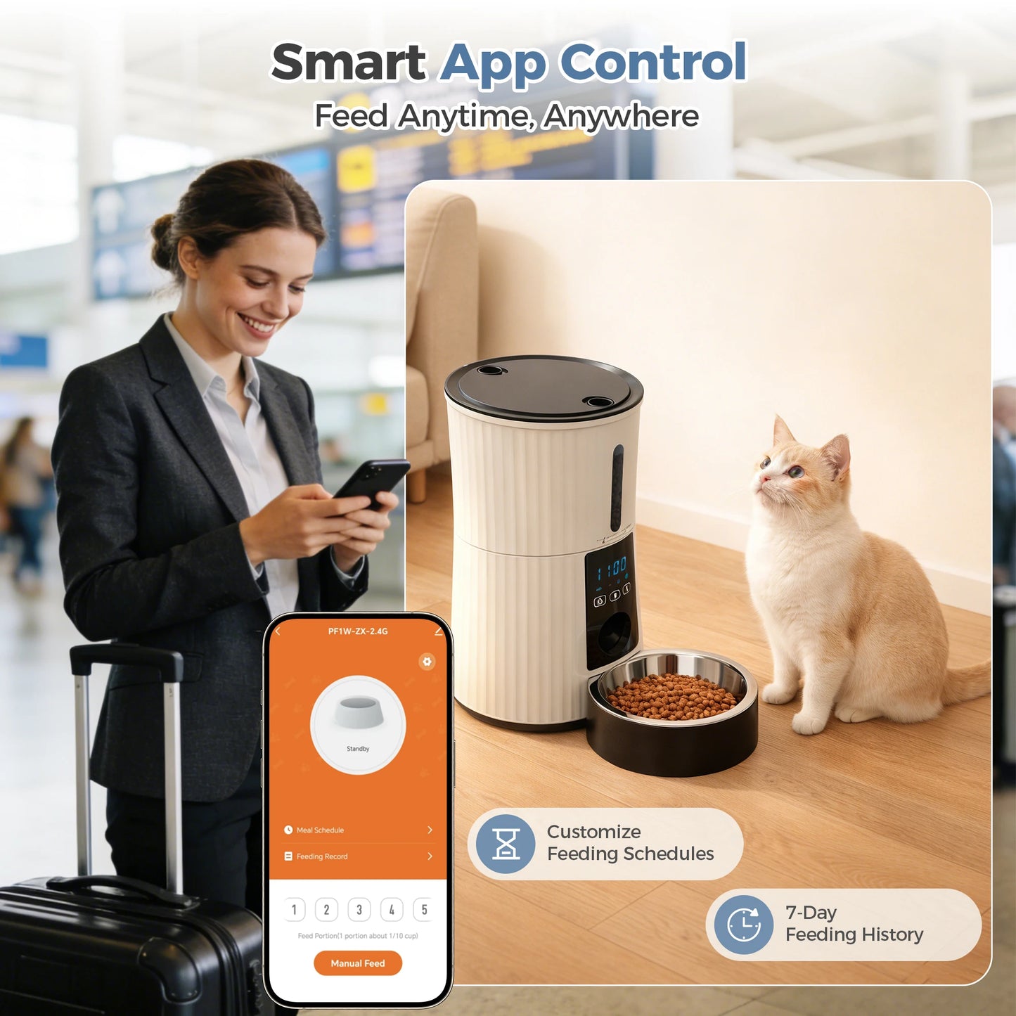Automatic WiFi Cat Feeder With App Control And Programmable Timer