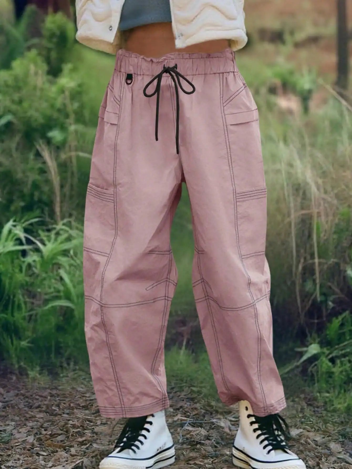Fisoew Women's Baggy Cargo Joggers With Pockets For Casual Streetwear