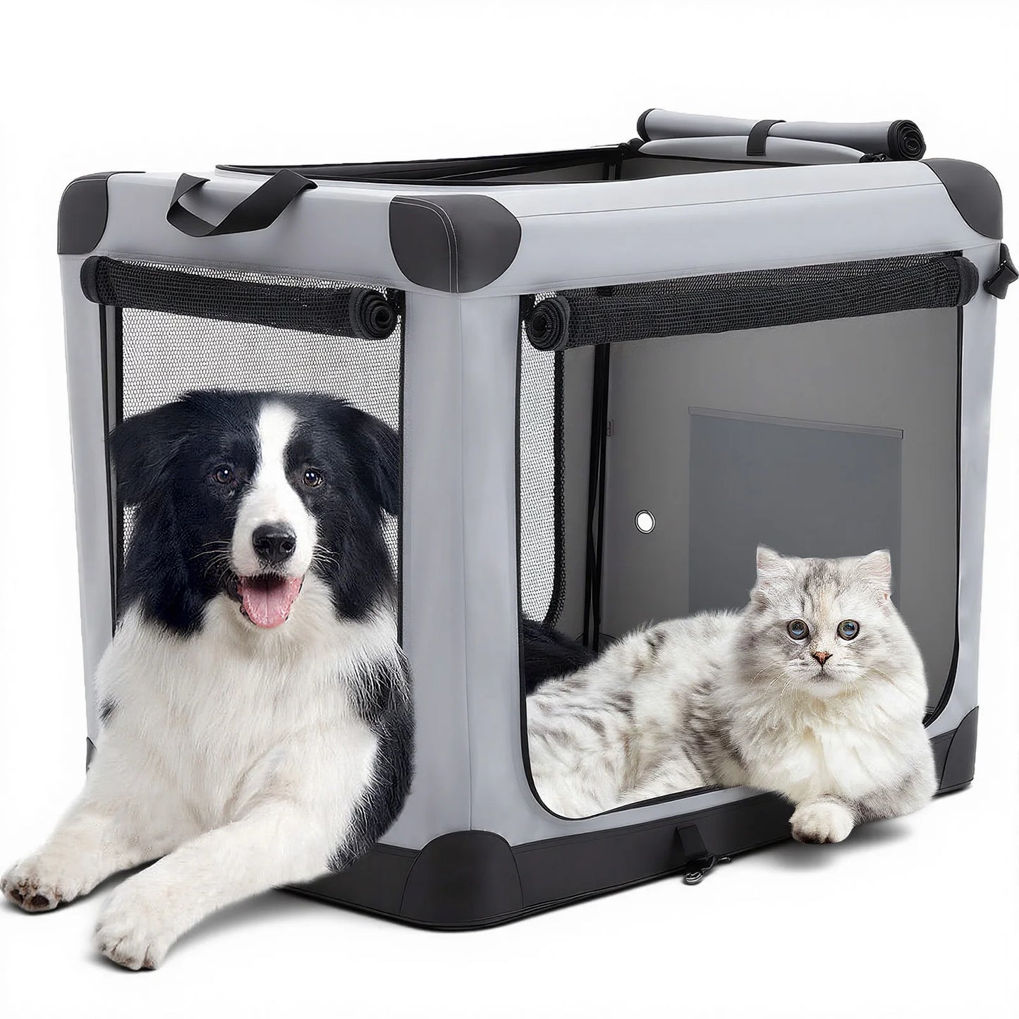 JHK Portable Foldable Soft Dog Crate With Three Doors