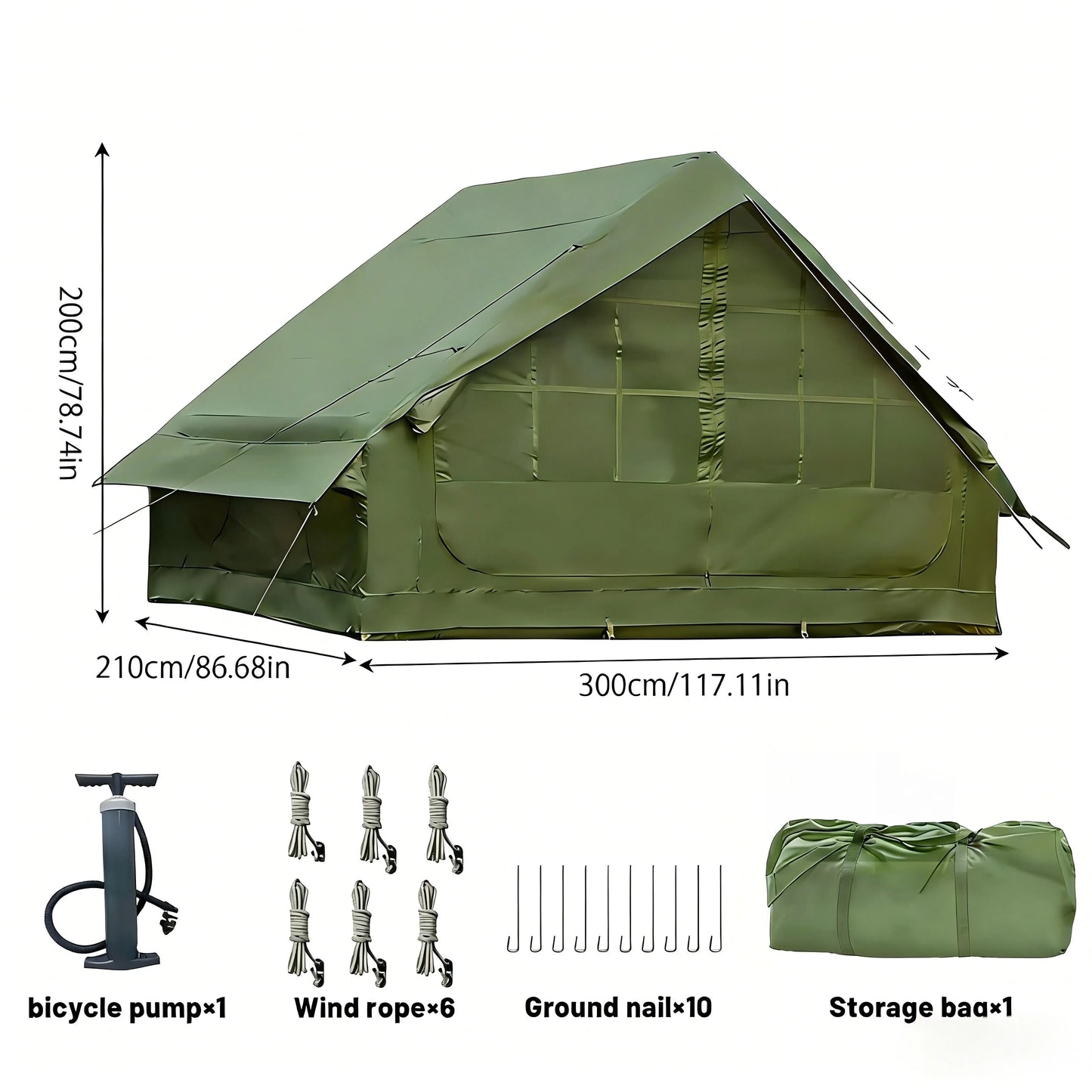 Pakicetus Inflatable Tent With Skylight Quick Setup 4 To 6