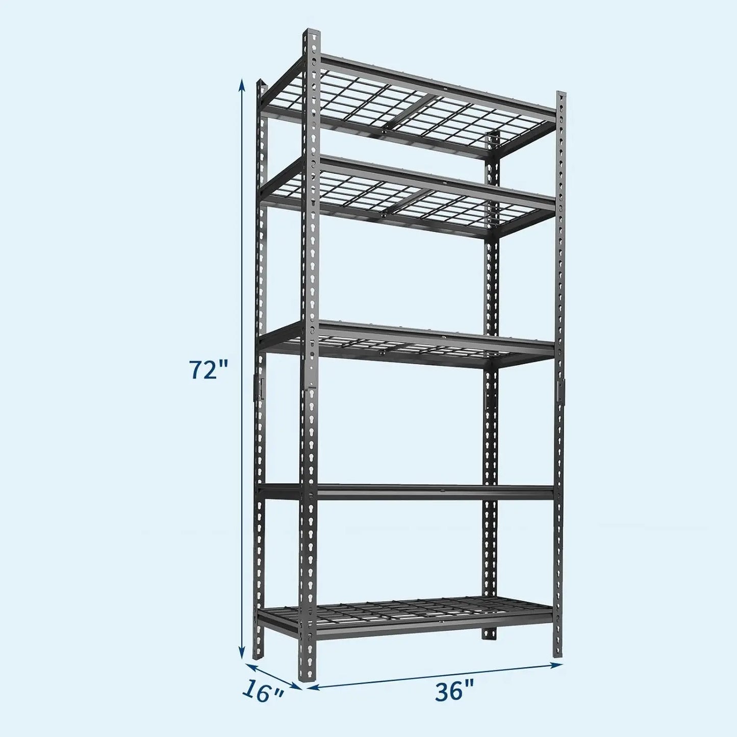 TWISTER.CK Heavy Duty Metal Storage Shelving Unit Five-Tier 2000lb