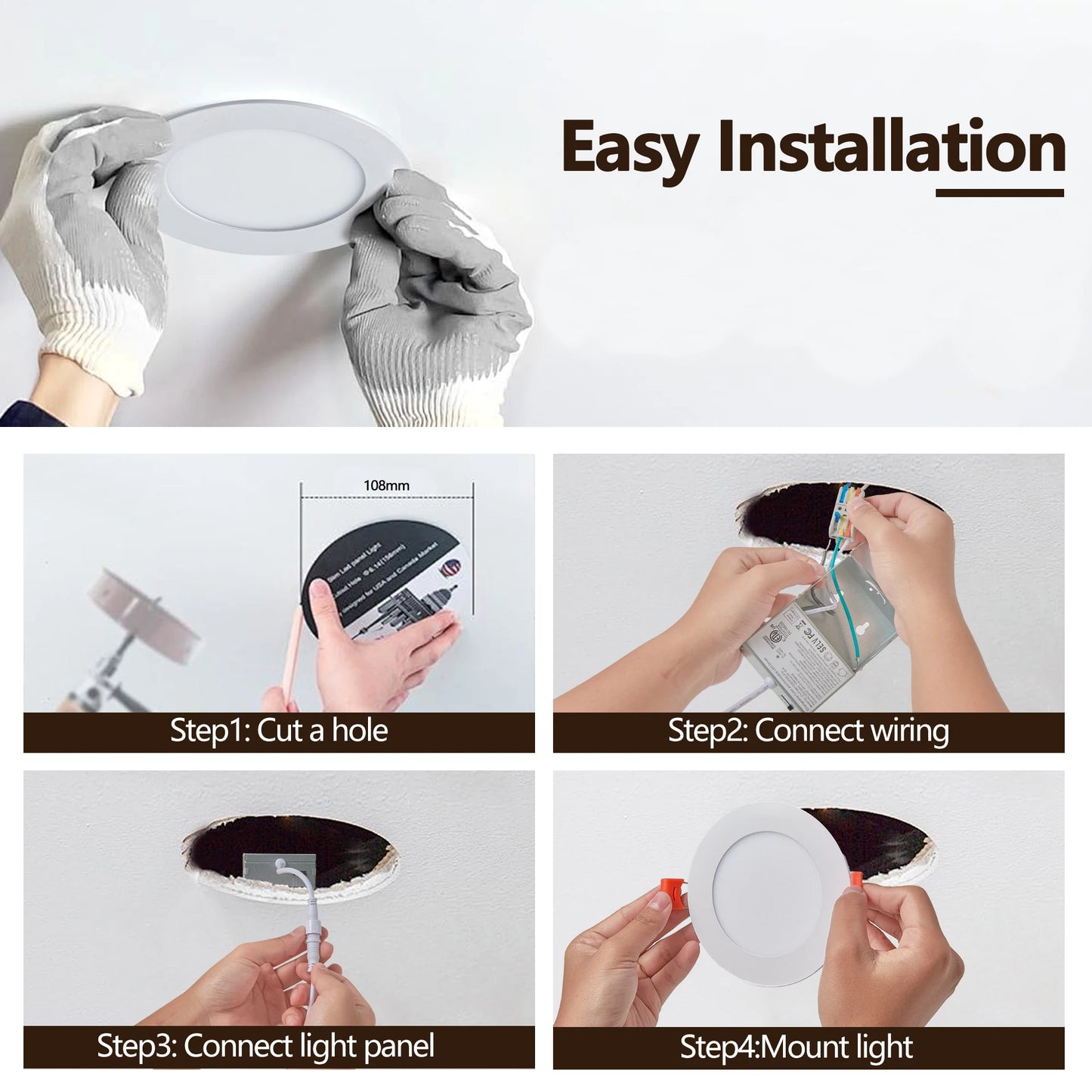ARLGSITE LED Recessed Lights With Junction Box Dimmable 3000K-5000K