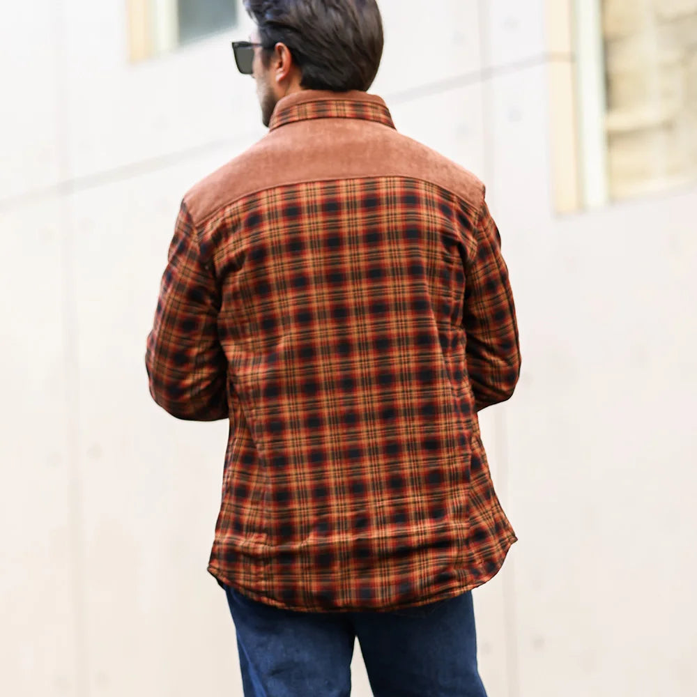 Men's Winter Windproof Bomber Jacket With Plaid Sherpa Lined Flannel