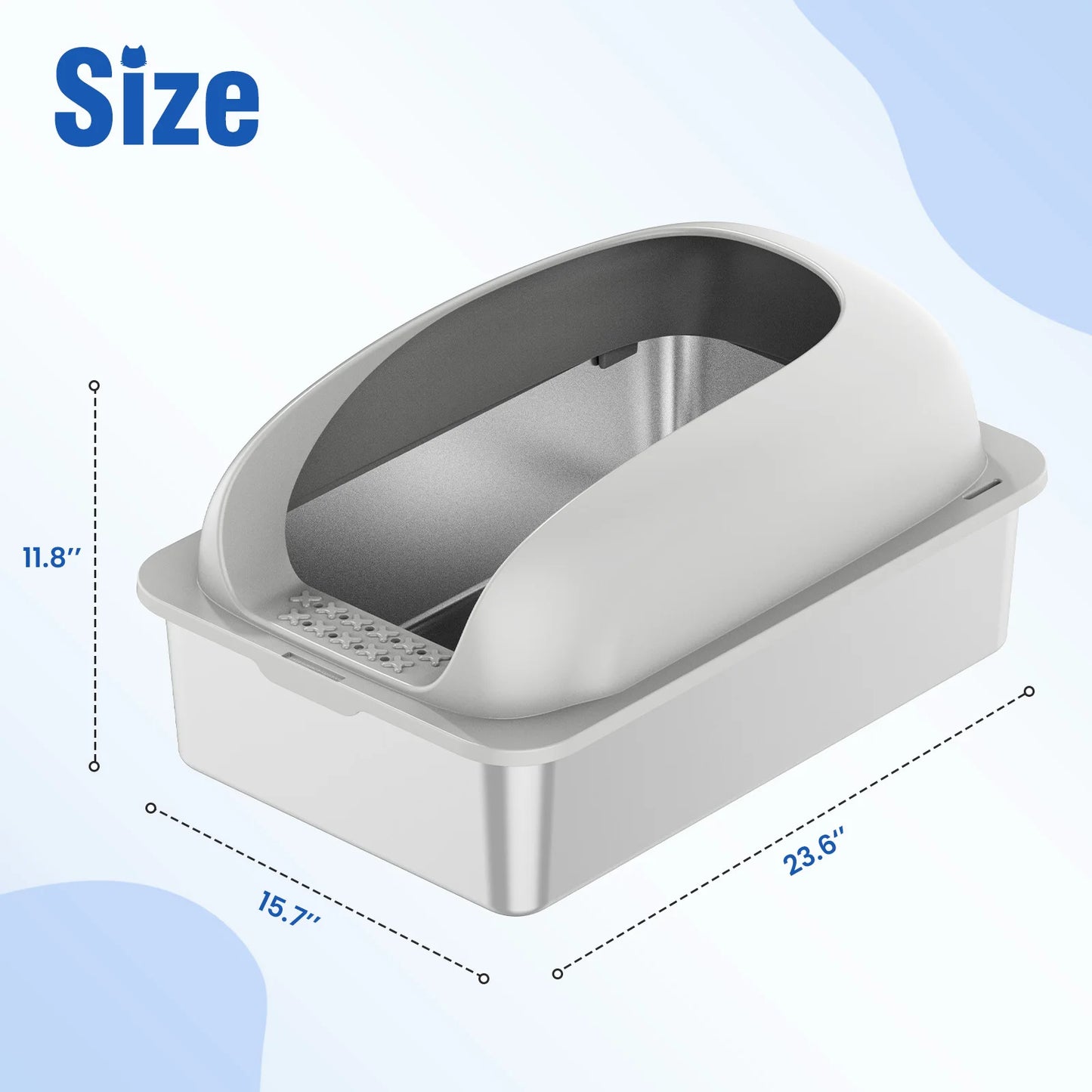 JHK Stainless Steel Semi Closed Cat Litter Box With Scoop