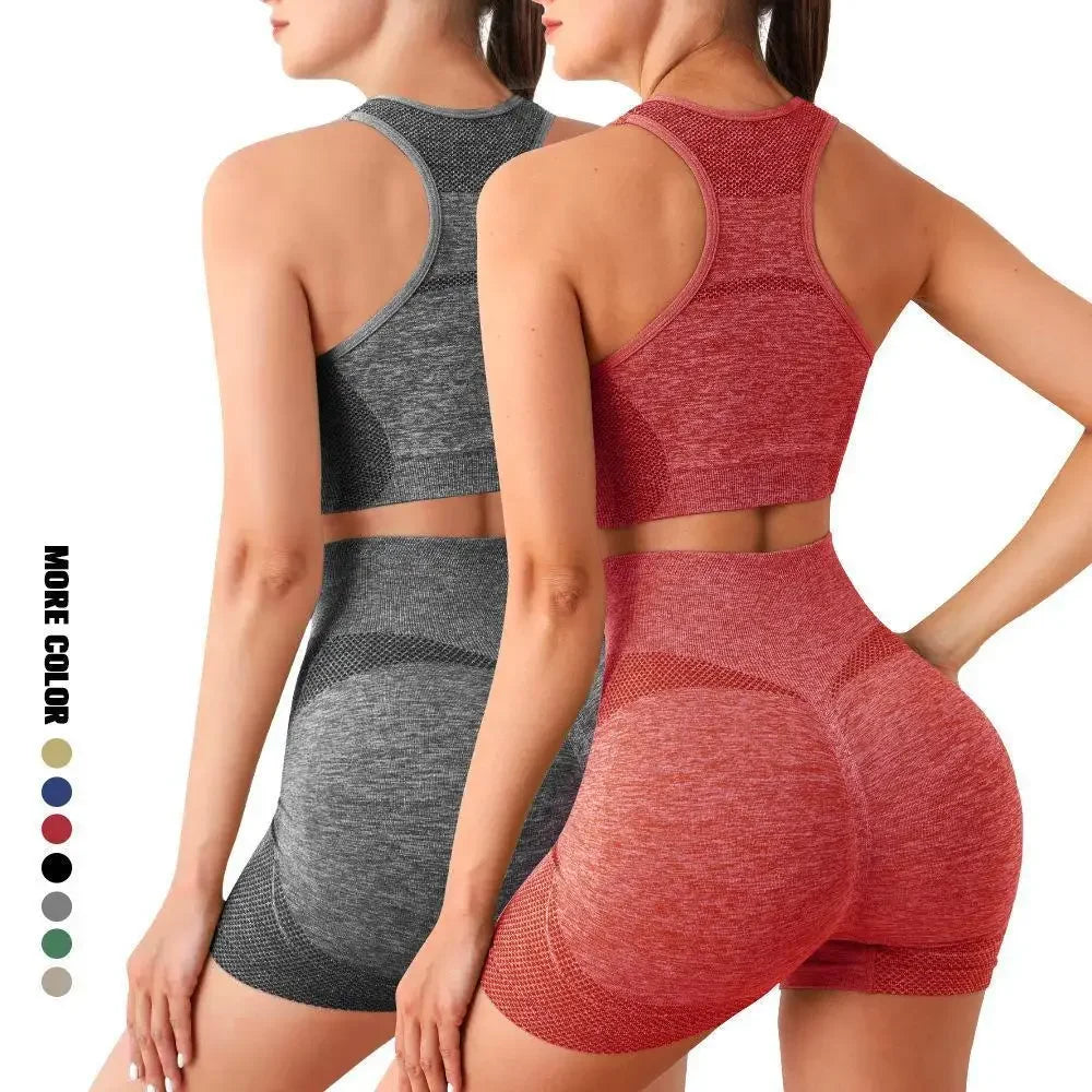 Yoga Set Women Seamless Gym Wear Sports Bra Shorts Leggings