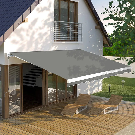 NONECN Manual Retractable Outdoor Patio Awning With Canopy