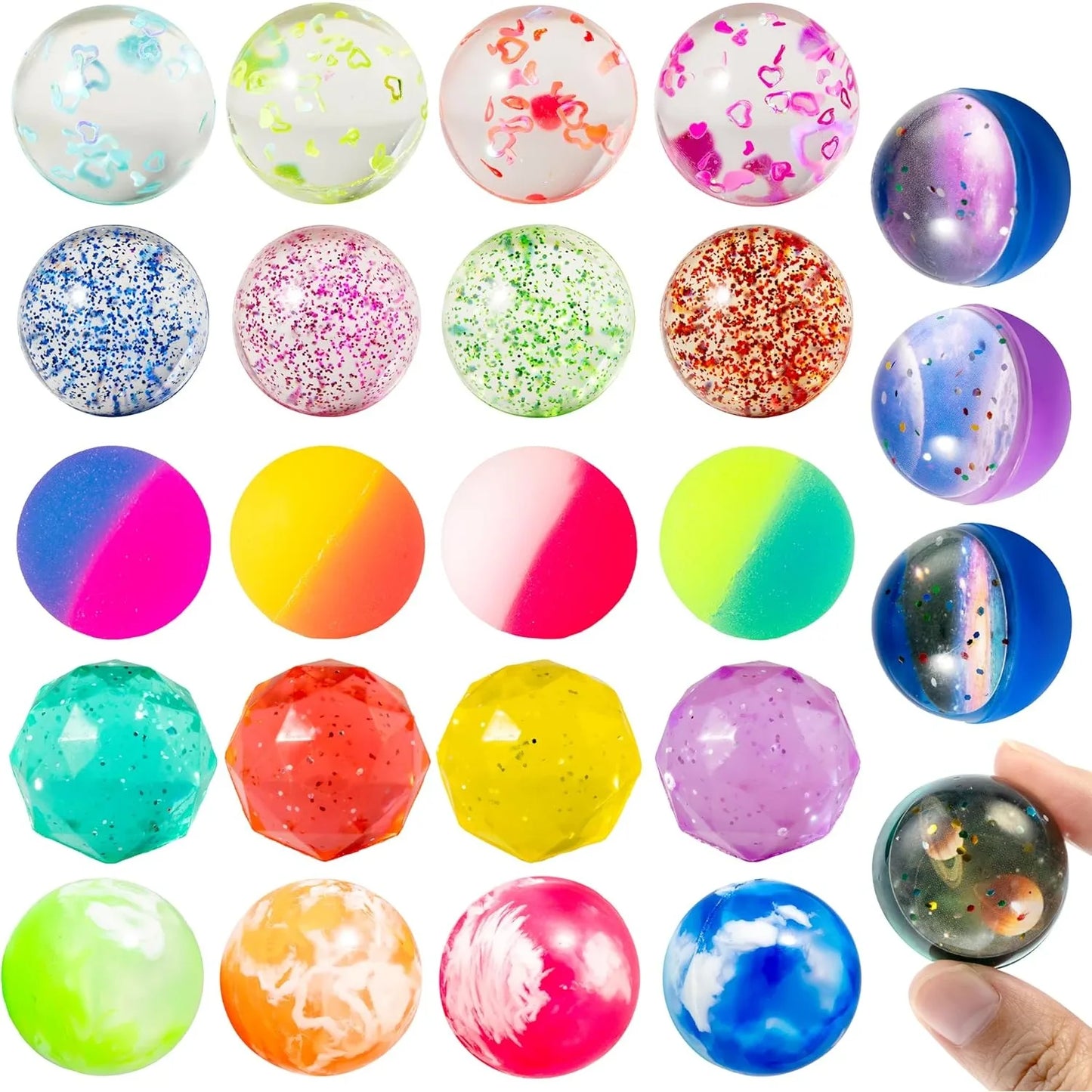Joyfy 24 Pack Multistyle Bouncy Balls 6 Styles Party Favors