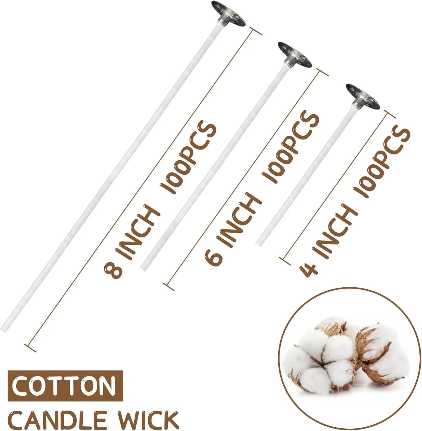Cotton Candle Wick Set With Stickers And Holders For Candles