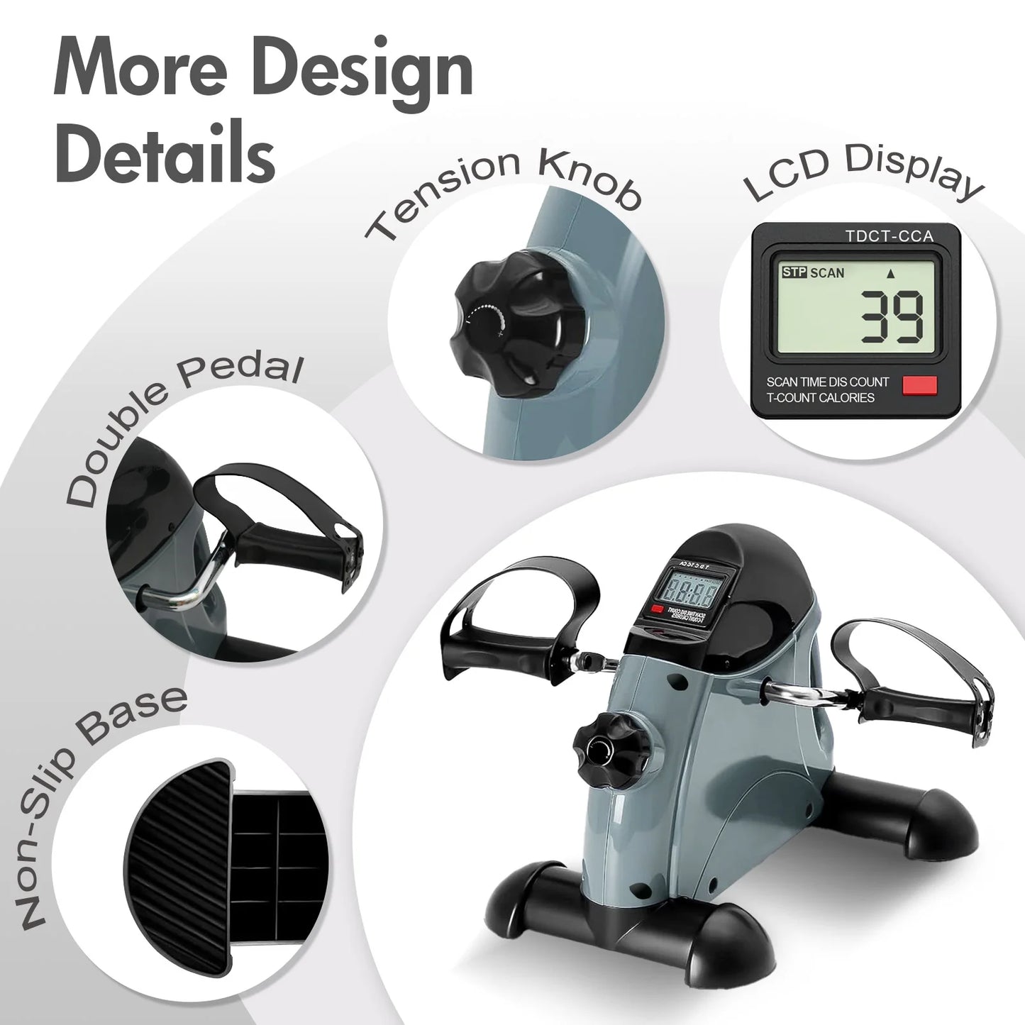 Under Desk Pedal Exerciser Mini Exercise Bike With LCD