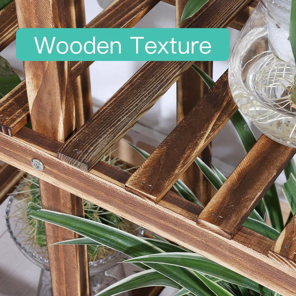 Wisfor Wooden Multi-Tier Plant Stand On Wheels For Indoor Outdoor