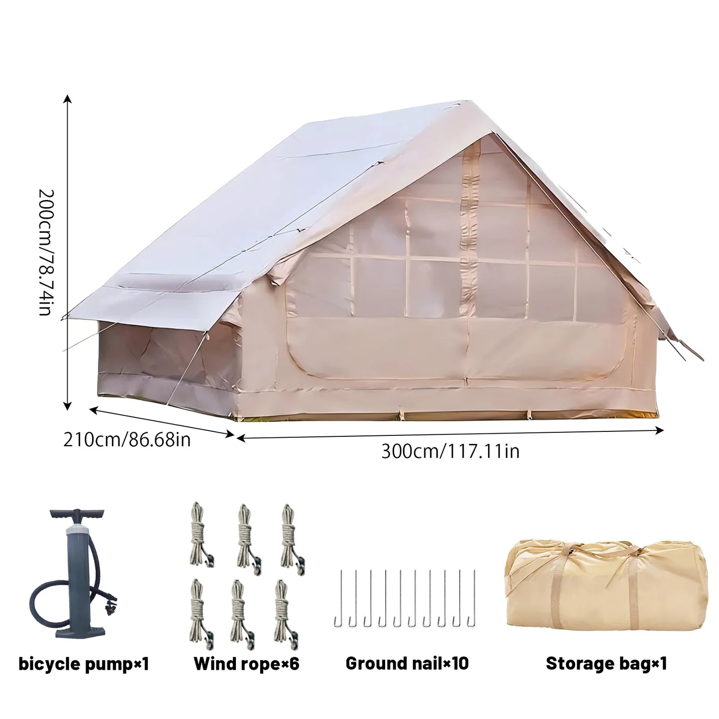Pakicetus Inflatable Tent With Skylight Quick Setup 4 To 6