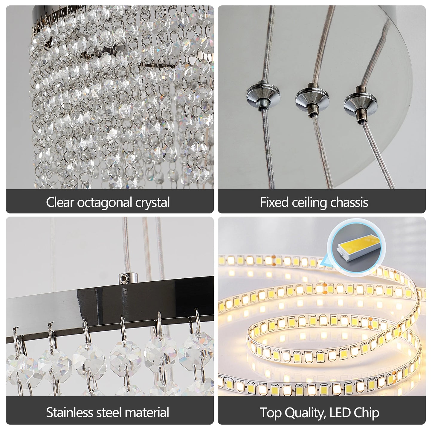 Crystal Chandelier LED Pendant Light With Adjustable Color Temperature
