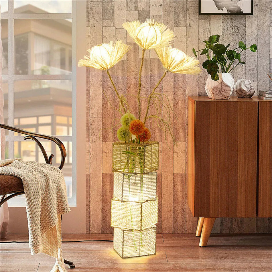 LUVODI Modern Decorative Floor Lamp With Rattan Tree Lantern
