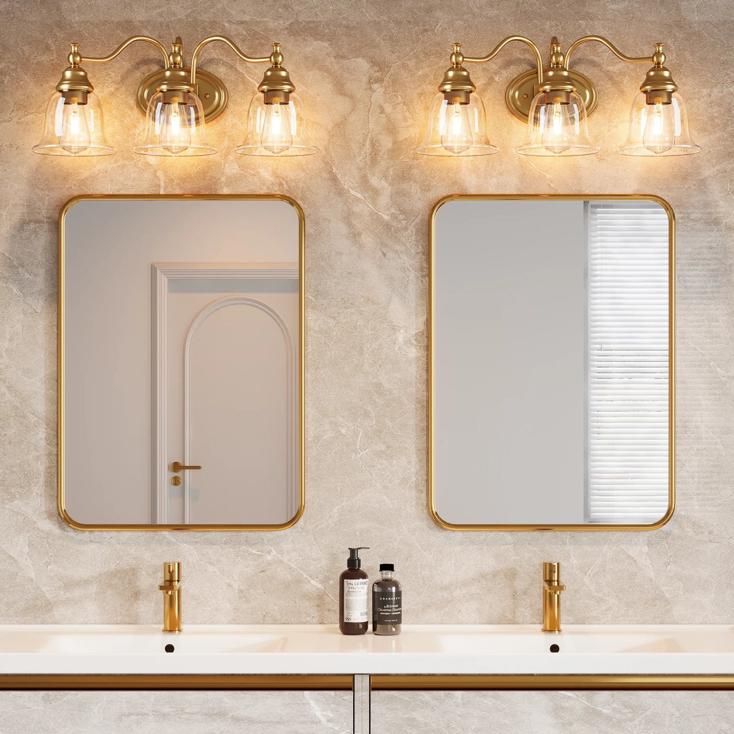 Tribesigns 3 Light Vanity Bathroom Fixture With Clear Glass Shades