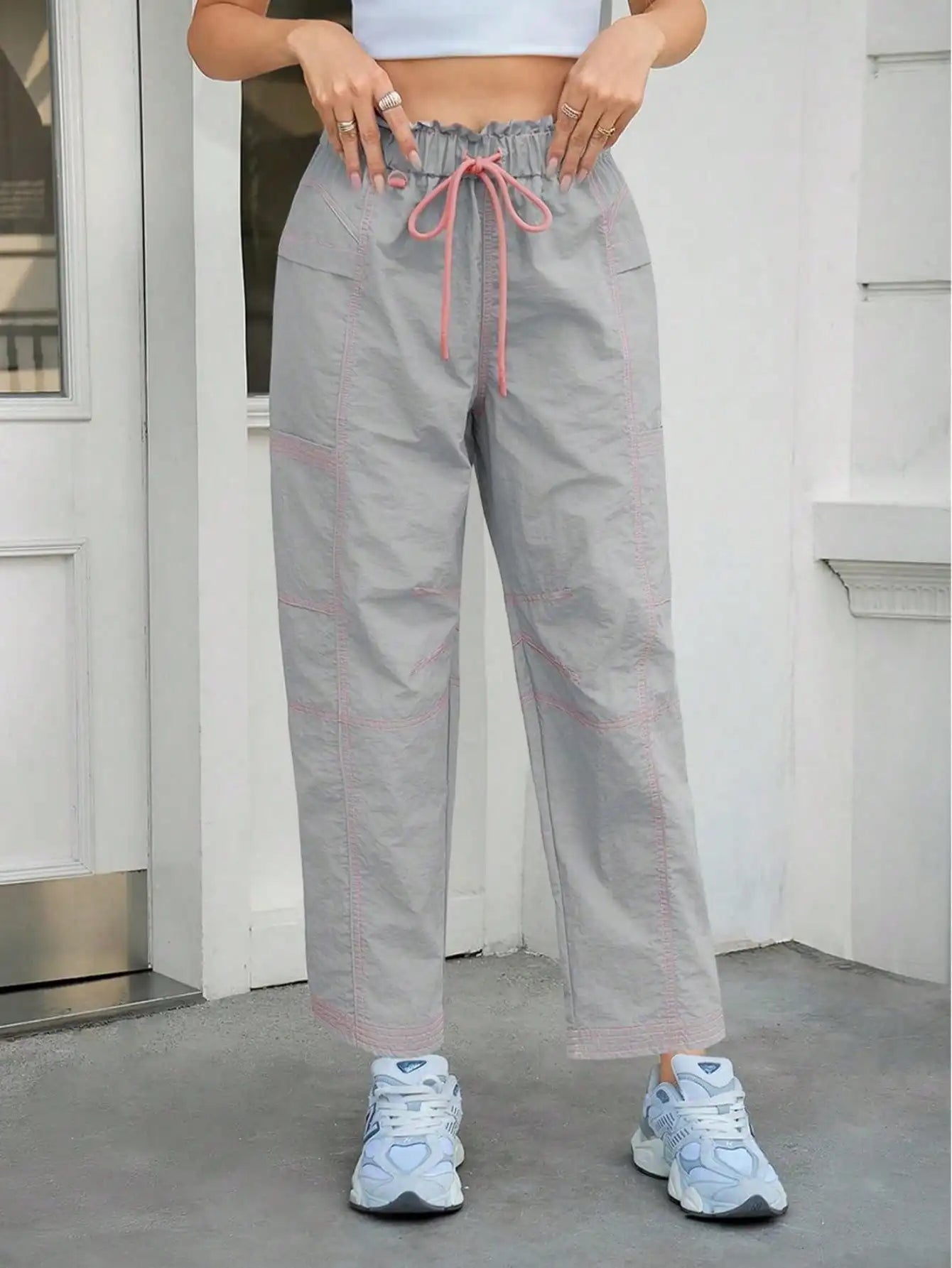 Fisoew Women's Baggy Cargo Joggers With Pockets For Casual Streetwear