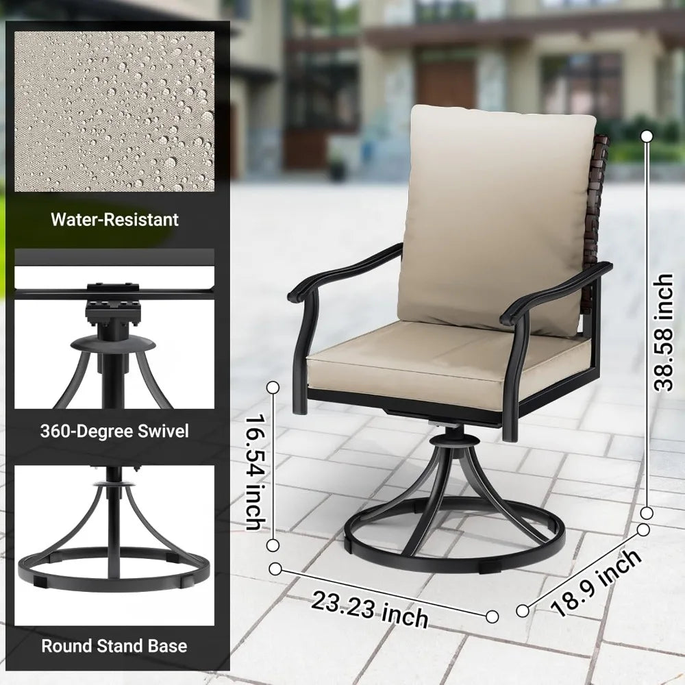 5-Piece Outdoor Patio Dining Set With Swivel Chairs Round Table