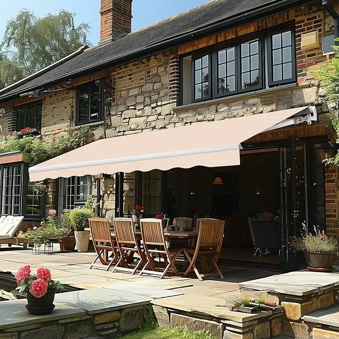 NONECN Manual Retractable Outdoor Patio Awning With Canopy