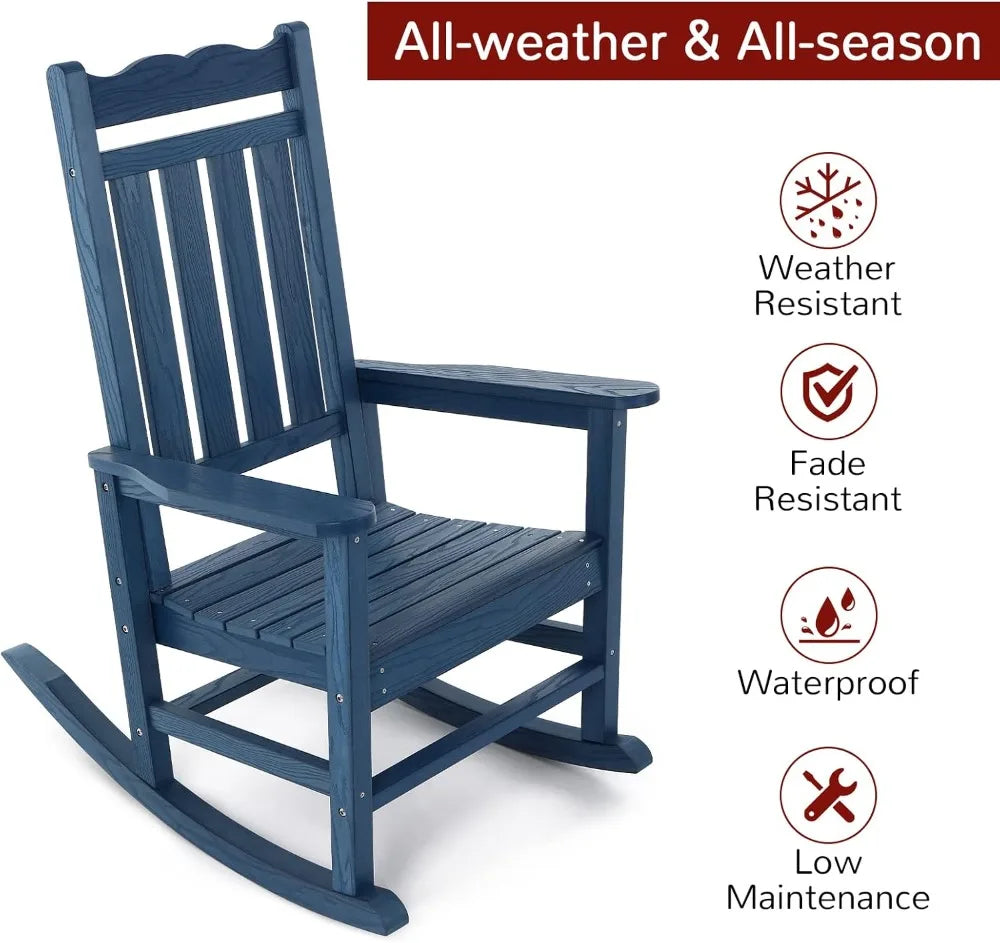 All-Weather Outdoor Rocking Chair With 400 Lb Weight Capacity