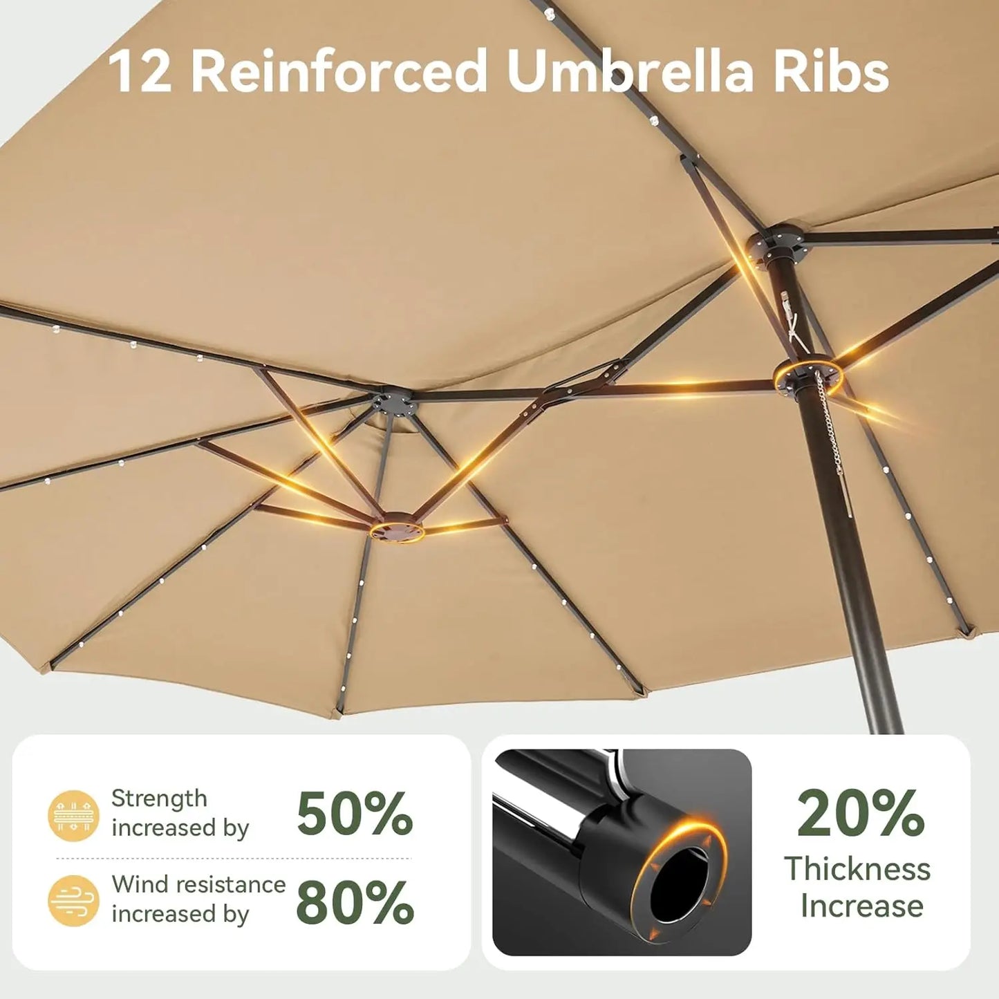 Patio DoubleSided Rectangular Umbrella With Crank And Base