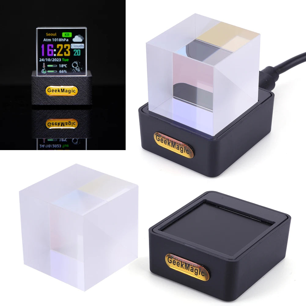Alloet Crystal Cube Photo Display and Smart Weather Station Clock