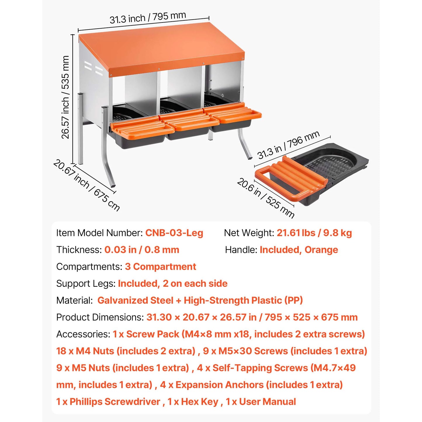 SucceBuy Metal Chicken Nesting Boxes With Protective Rollout Lids