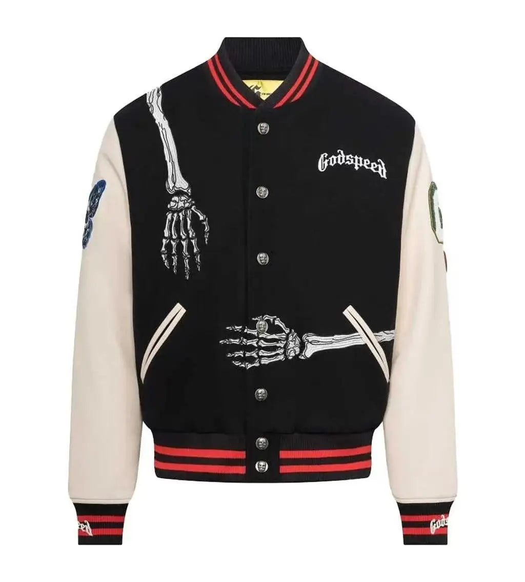 Mens Autumn Winter American Baseball Jacket Embroidered Outerwear