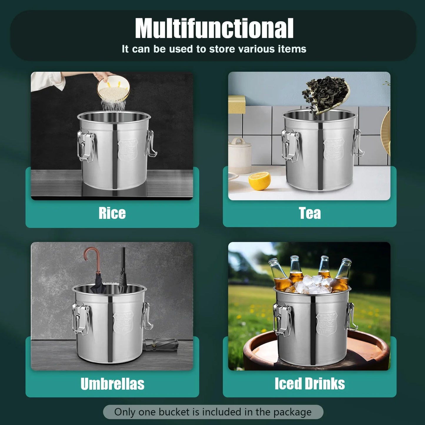 304 Stainless Steel Airtight Canisters With Lids And Locking Clamp