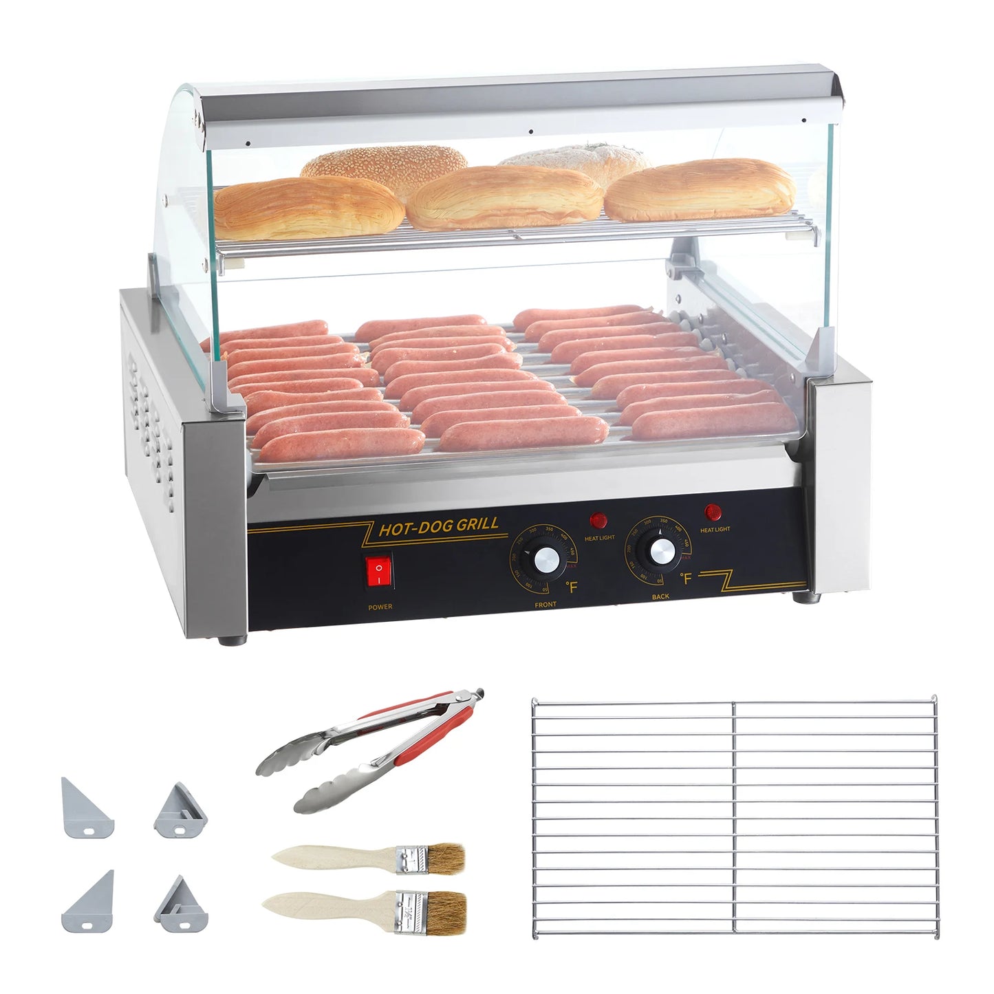 SucceBuy Hot Dog Roller Machine 5/7/11 Rods Sausage Grill