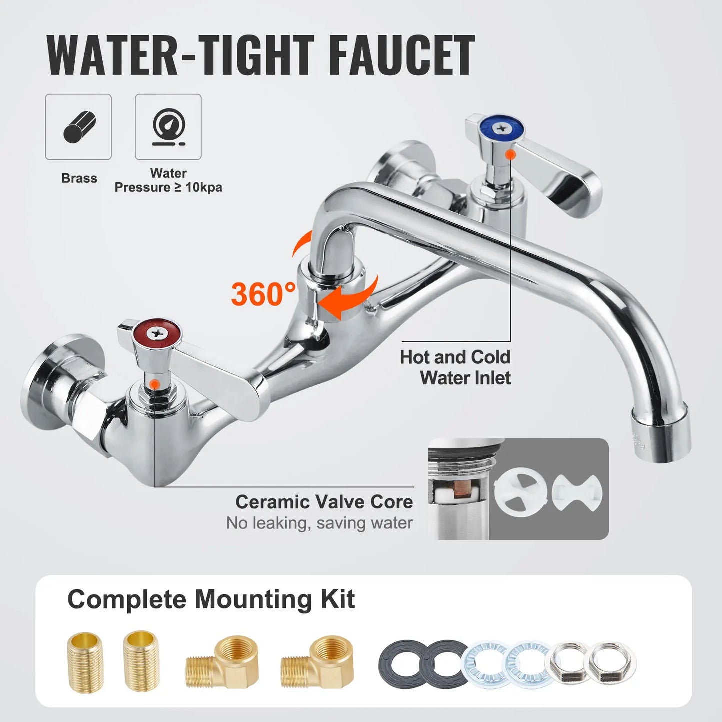 SucceBuy Stainless Steel Kitchen Prep Sink With Faucet