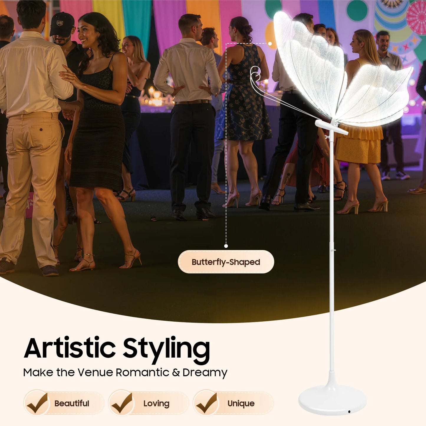 Bymaocar Butterfly LED Wedding Lights Adjustable Floor Lamps For Decor