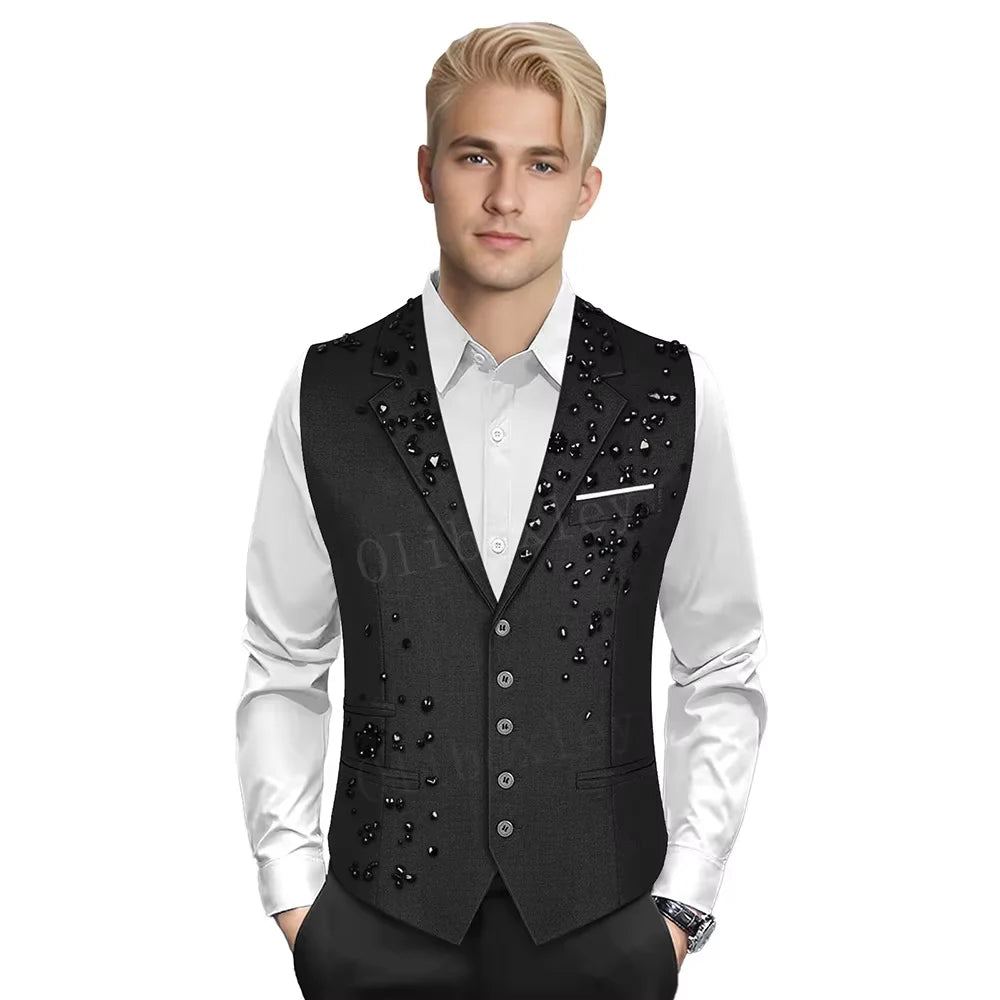 Olibexley Luxury Men's Suit Vest Slim Fit Waistcoat For Wedding