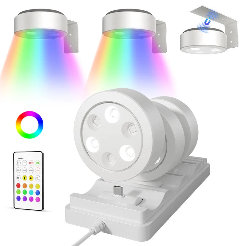 Rechargeable Picture Lights For Wall With Remote Dim And RGB