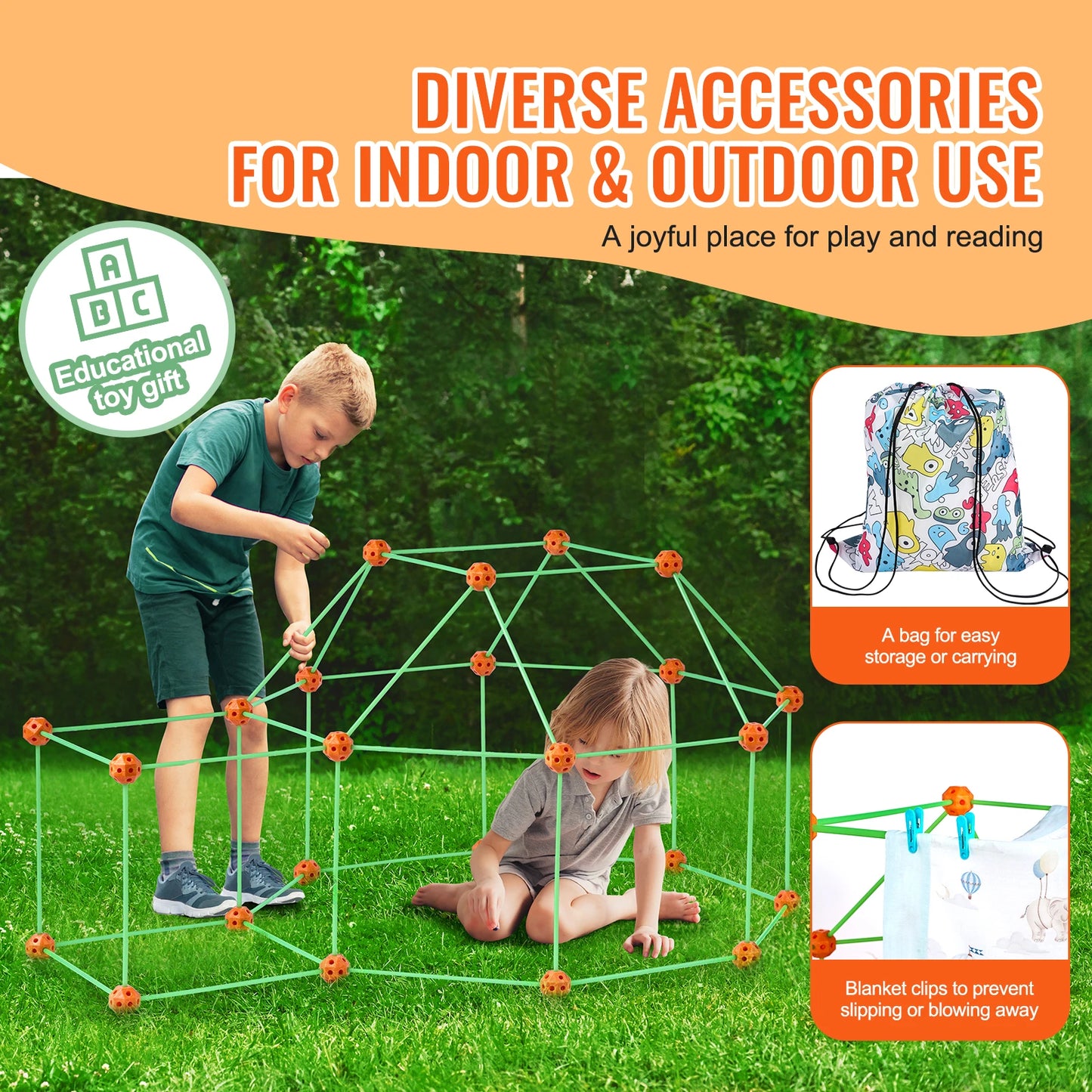 SucceBuy Fort Building Kit For Kids Indoor Castle STEM Toy