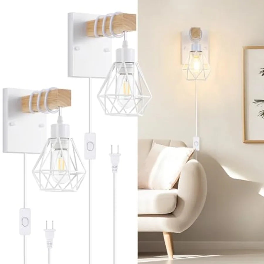 Plug In Wall Sconces Set Of Two Modern Wood Luminaires