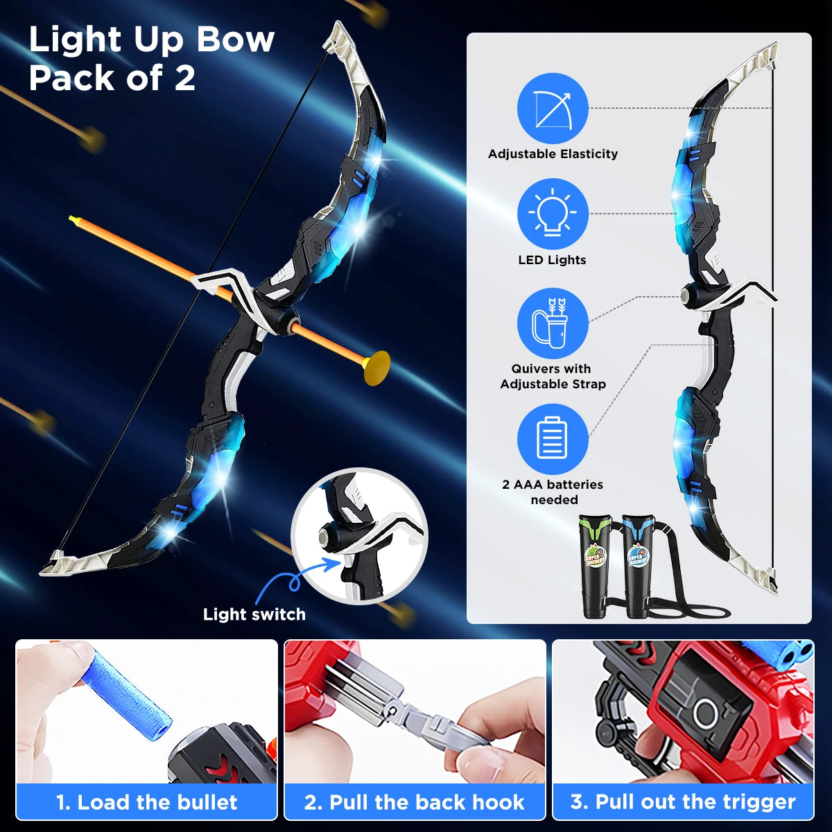 VATOS Bow Arrow Gun Toy Set For Kids Archery Target