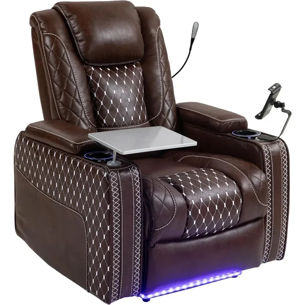 Zero Gravity Leather Recliner Chair With USB Ports And Tray