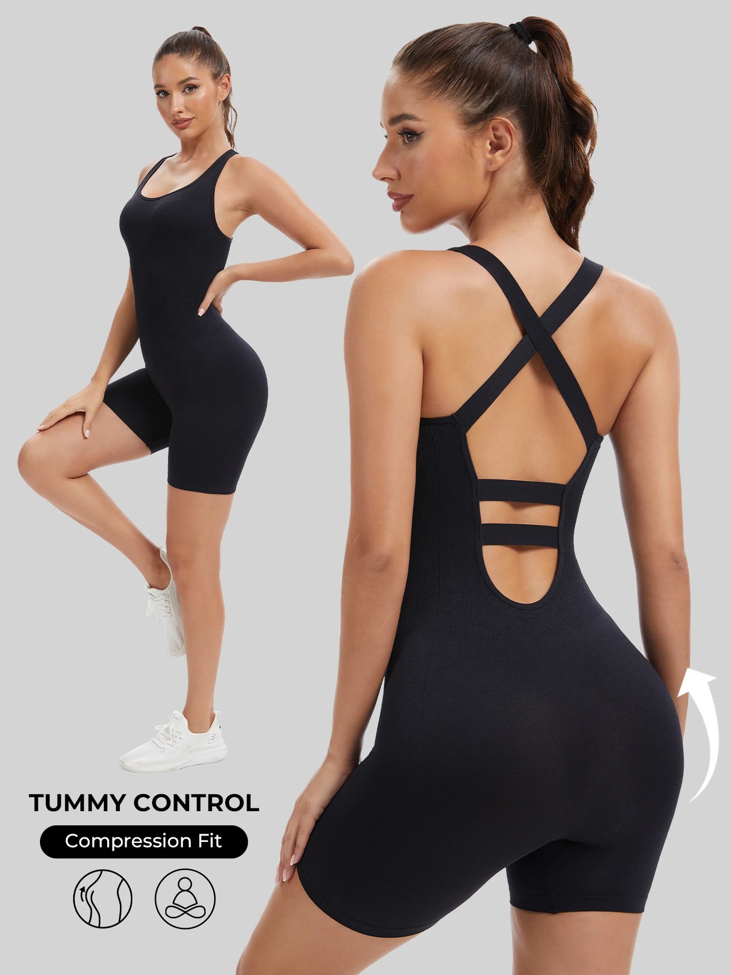 Knit Booty Lifting Bodysuit Quick Dry Yoga For Running