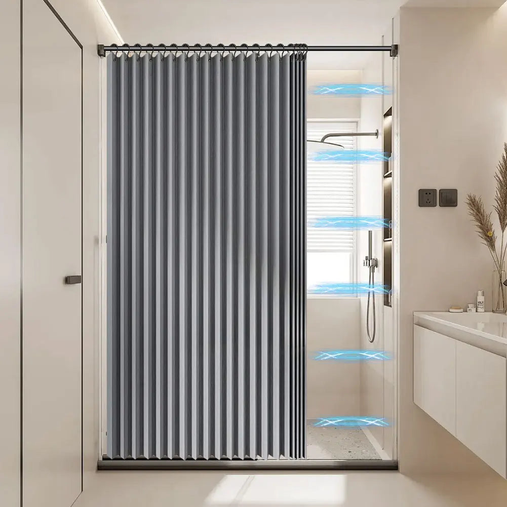 APWIKOGER Foldable Magnetic Shower Curtain With 14 Hooks Waterproof Bath Curtain