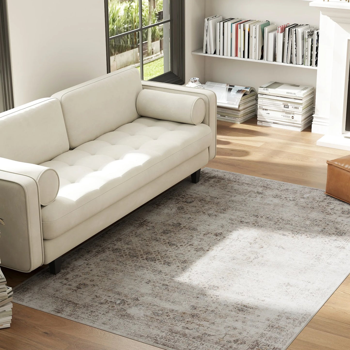 Modern Geometric Area Rug With Machine Washable Non Slip Design