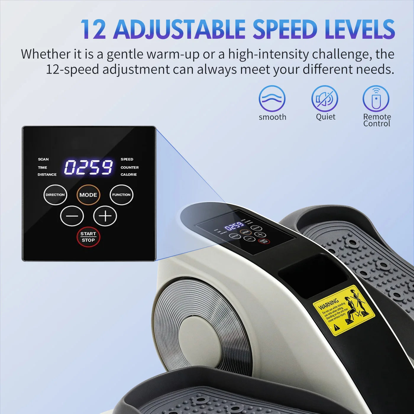 Under Desk Elliptical Mini Leg Exerciser With LCD Screen Remote