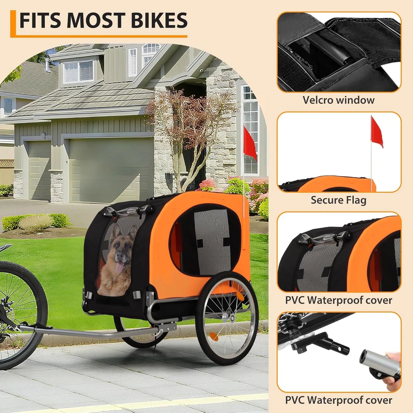 Twister Ck Foldable Dog Bike Trailer With Reliable Wheel Coupler