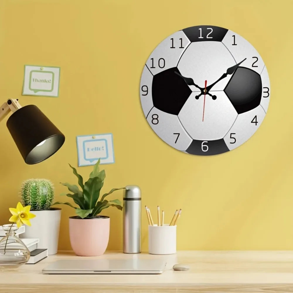 XMSJ Silent Round Soccer Wall Clock For Home Decor