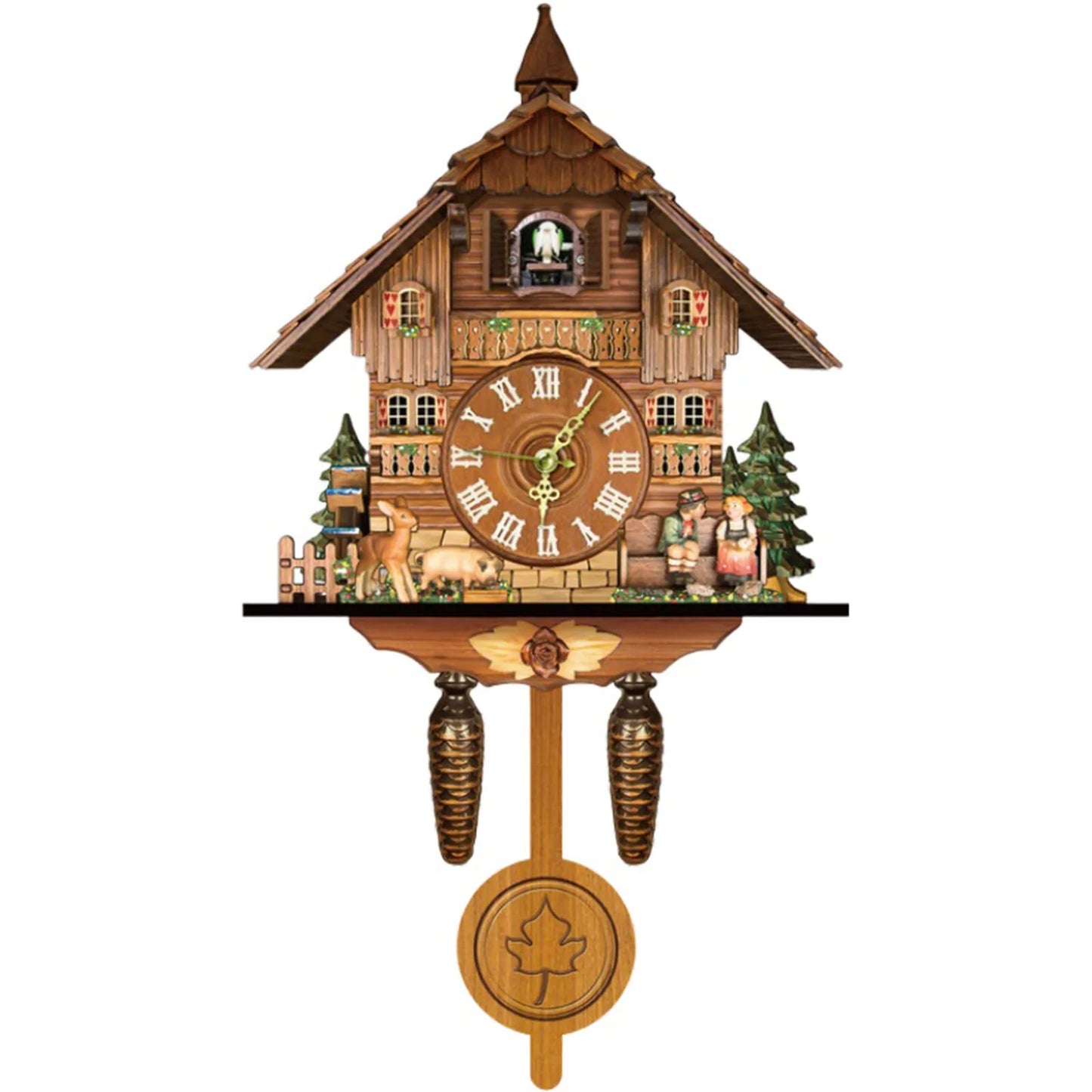 Traditional Wooden Cuckoo Wall Clock With Quartz Pendulum Design
